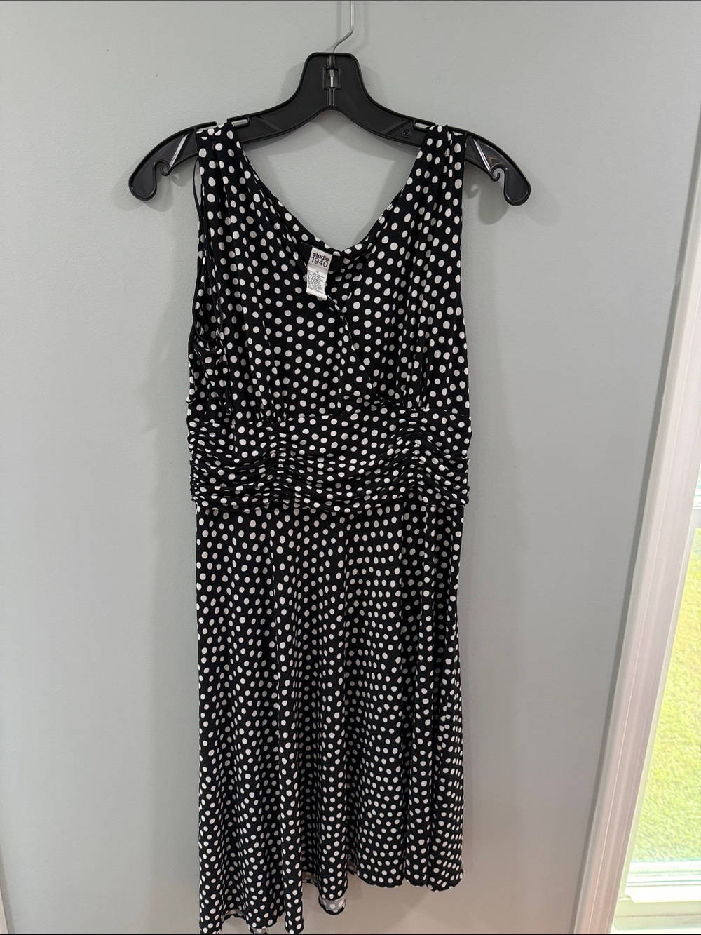Studio 1940 Black and White Polka Dot Sleeveless Dress